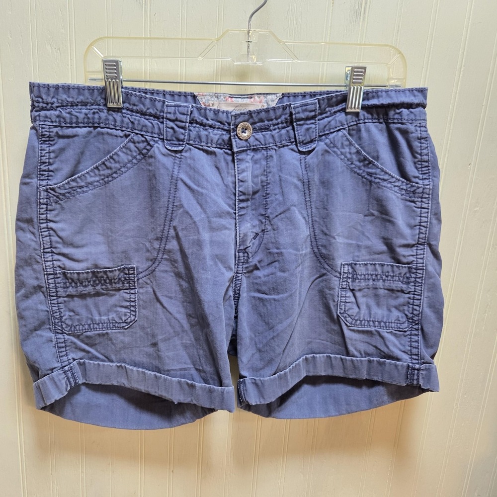 Levi's Cargo Shorts Womens 12 Blue Twill 100% Cotton Cuffed Pockets Casual
